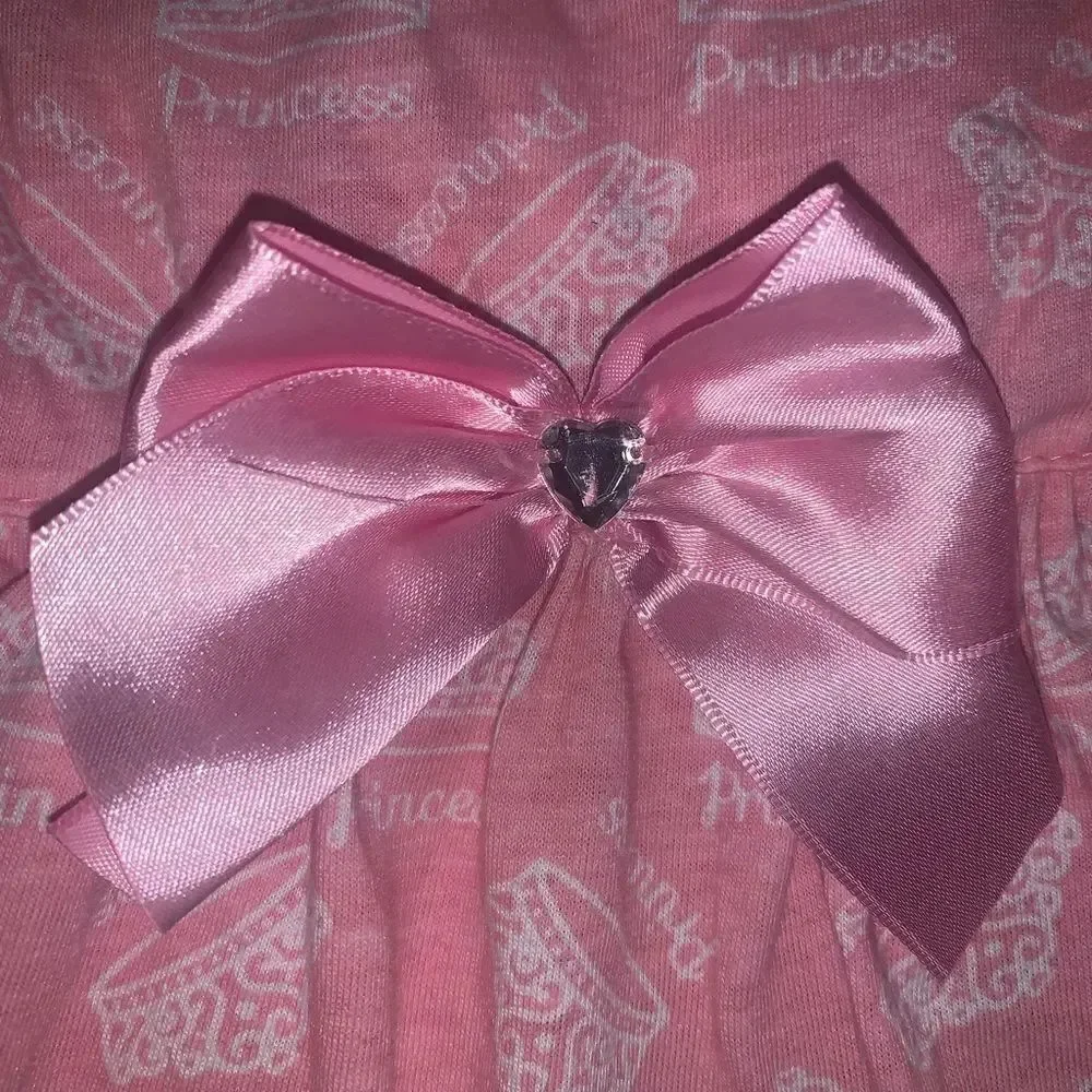 Coco Lane Couture Princess, Crowns, Pink Satin Gem Bow Puppy/Dog Dress, Medium
